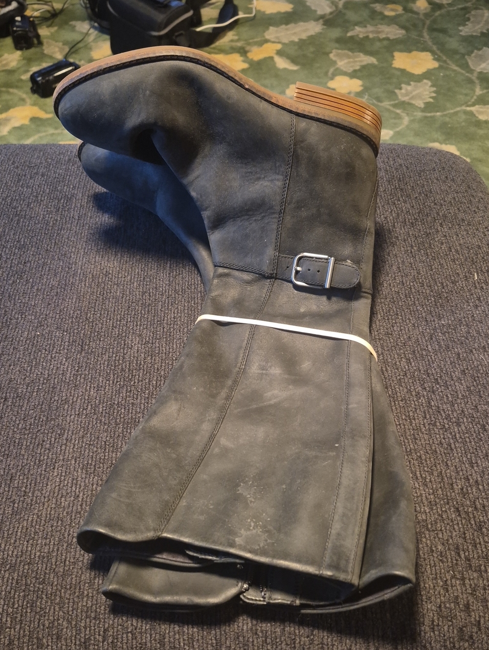 Tall Leather Riding Boots - Black